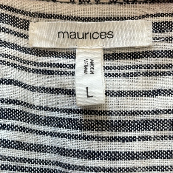 Maurice’s Large navy and white linen blend blazer pockets and front button - Picture 8 of 10